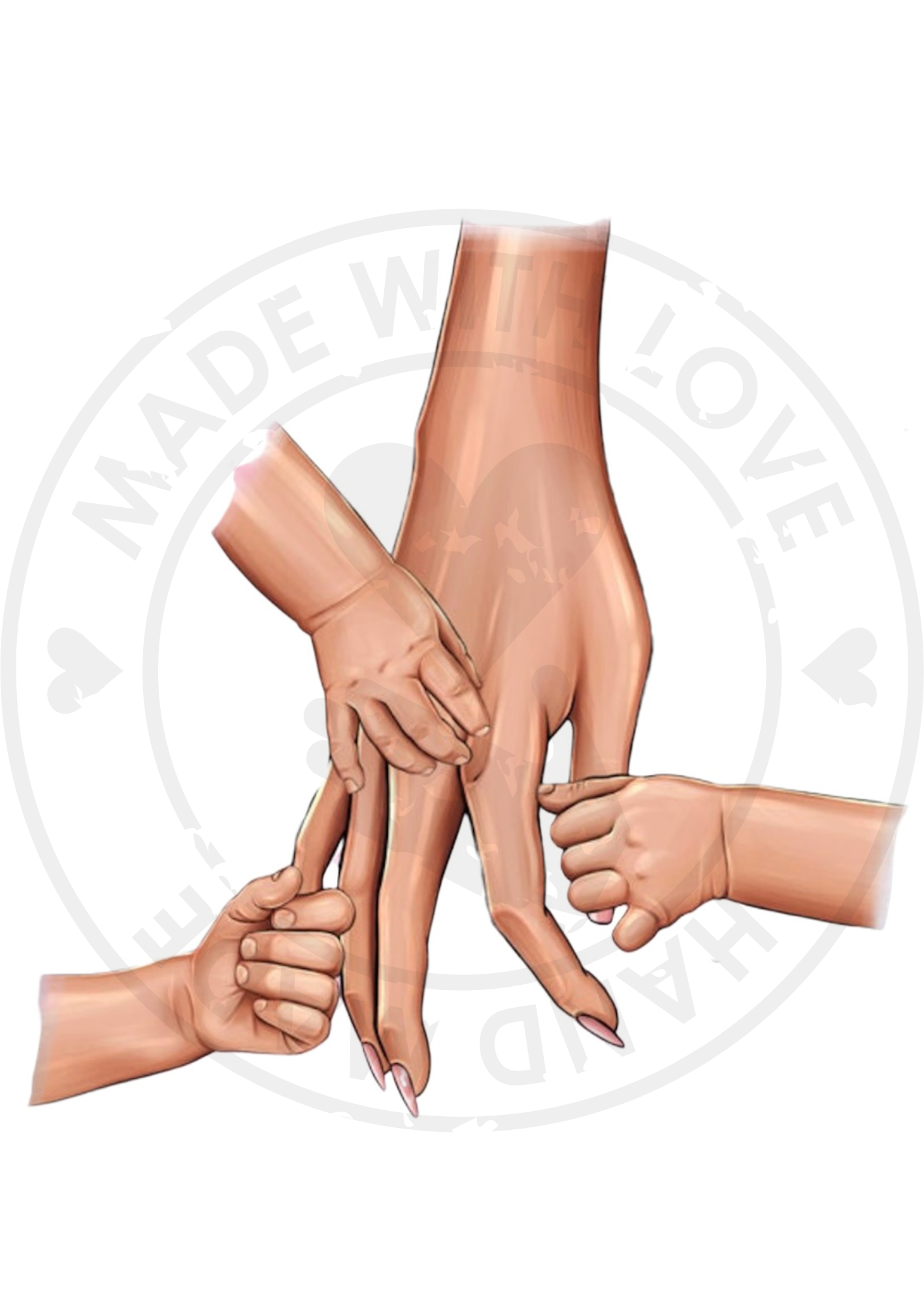 Mother/Grandma & 3 Childs Hands SVG PNG